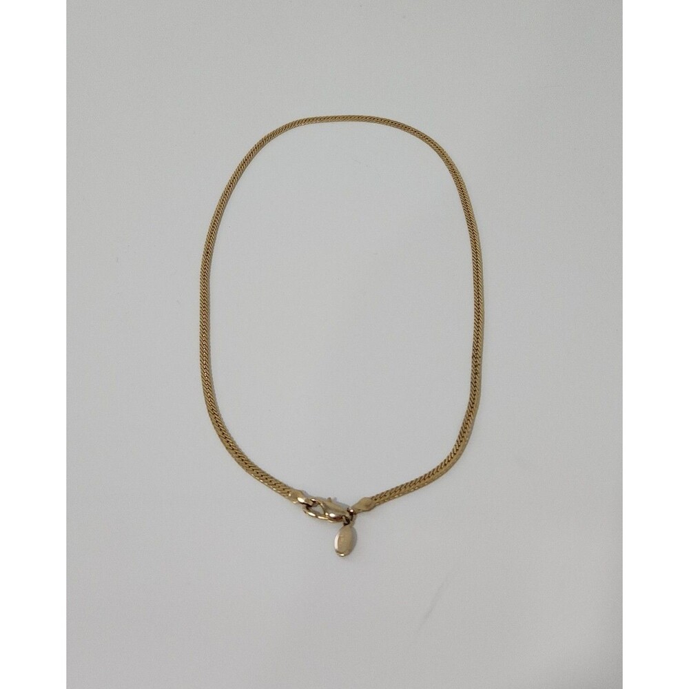 Vintage American Showcase Herringbone Necklace, Gold Tone 17" long